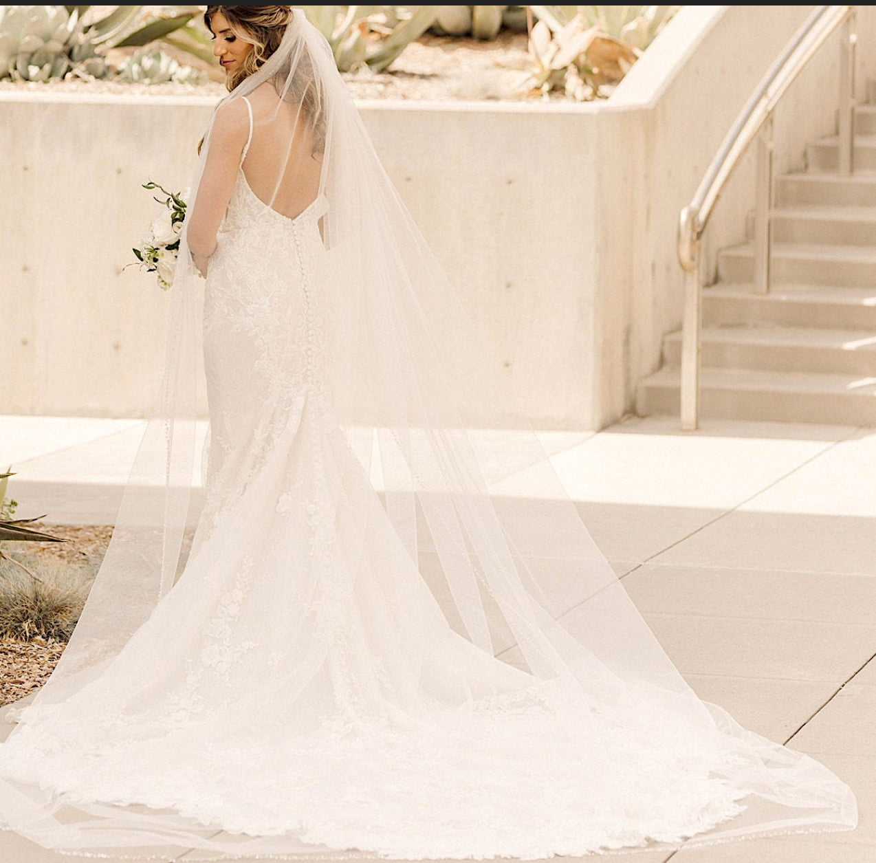 Lisa - Rhinestone and crystal cathedral edge bridal veil