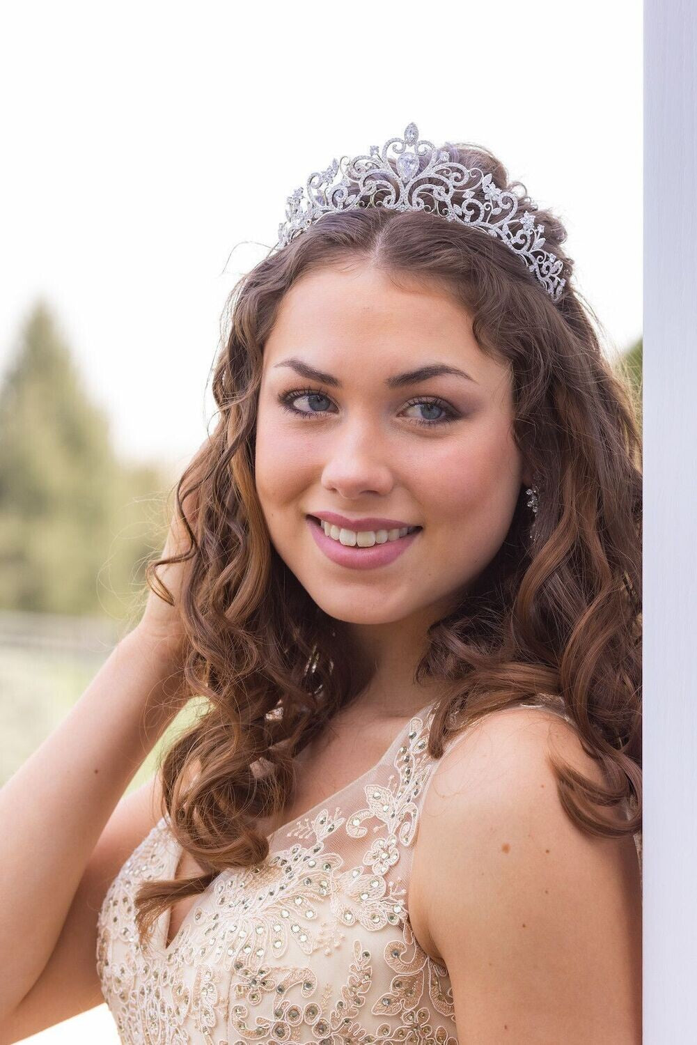 Silver crystal wedding tiara