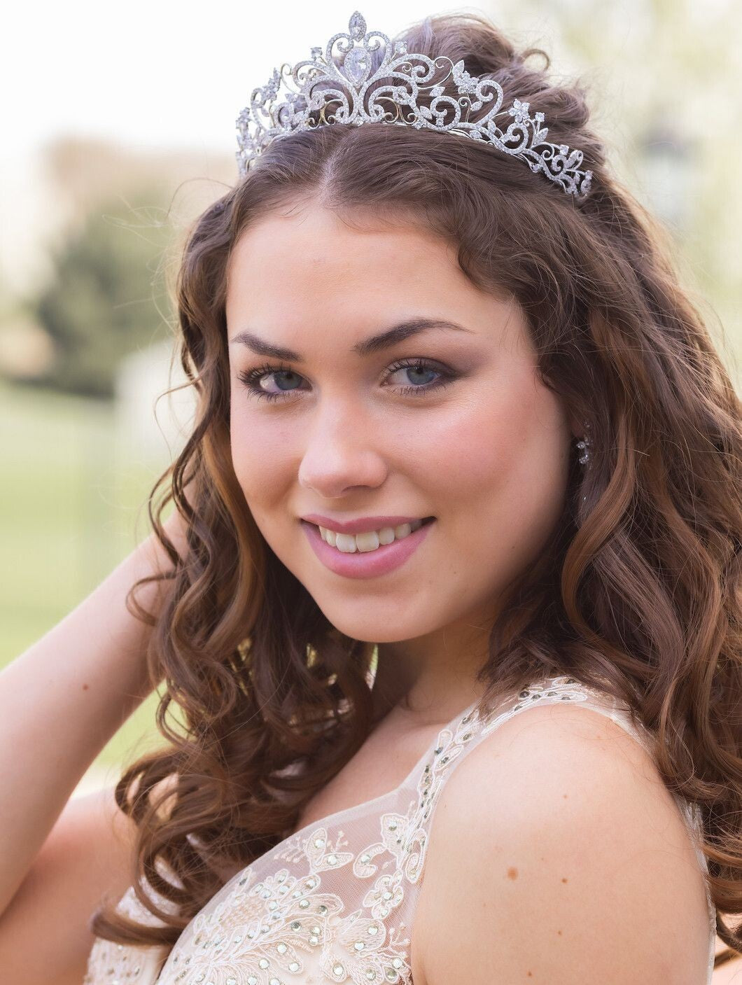 Silver crystal wedding tiara