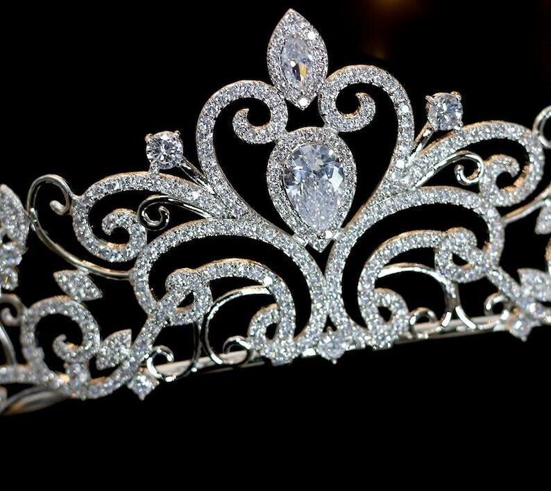 Silver crystal wedding tiara