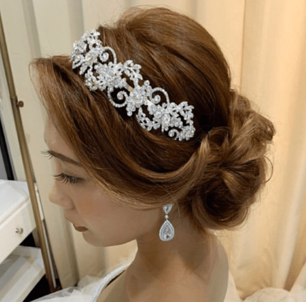 Domenica - Floral crystal wedding headband