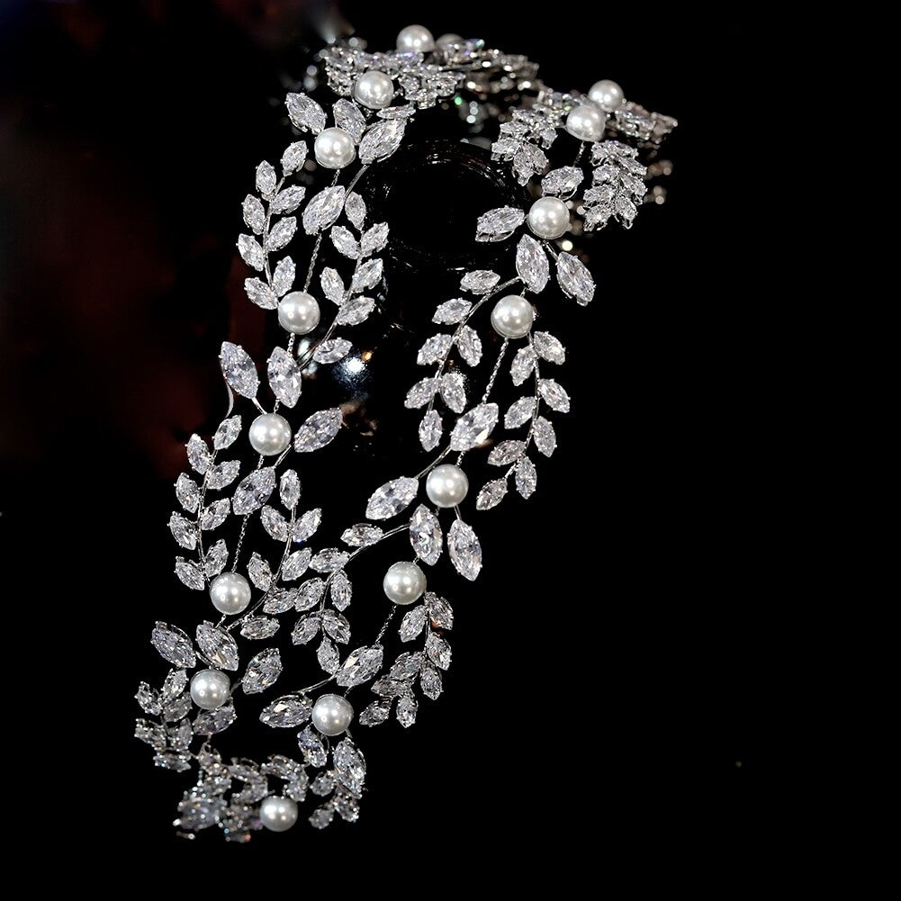 Sky - Crystal Pearl wedding headband