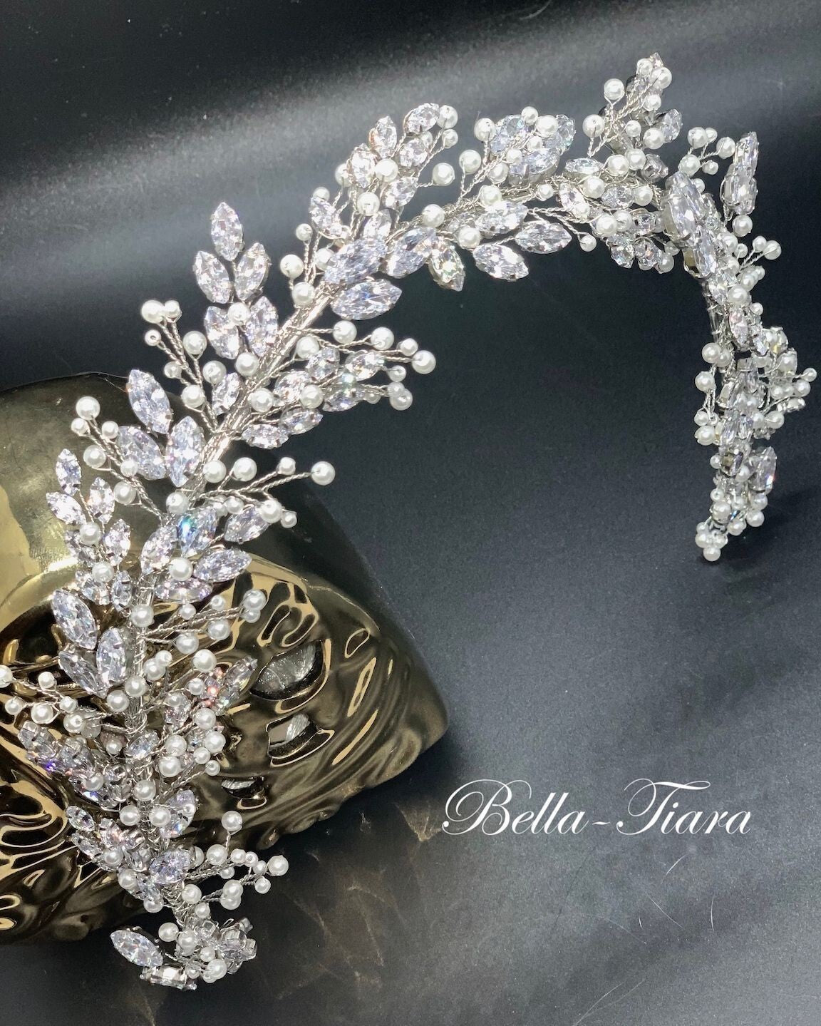 Beatapearl - Crystal Pearl wedding headband