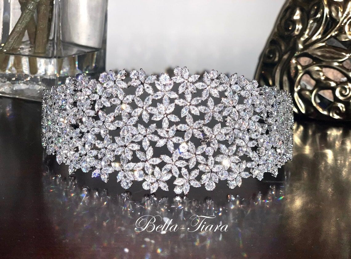 Christine Beautiful Floral Swarovski crystal bridal headband