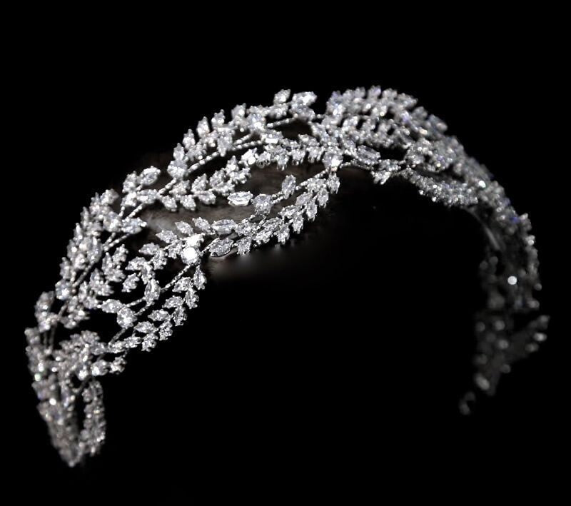 Double row crystal bridal wedding headband