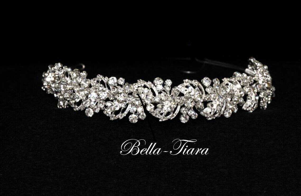 Sarabella- Exquisite Swarovski silver crystal headband