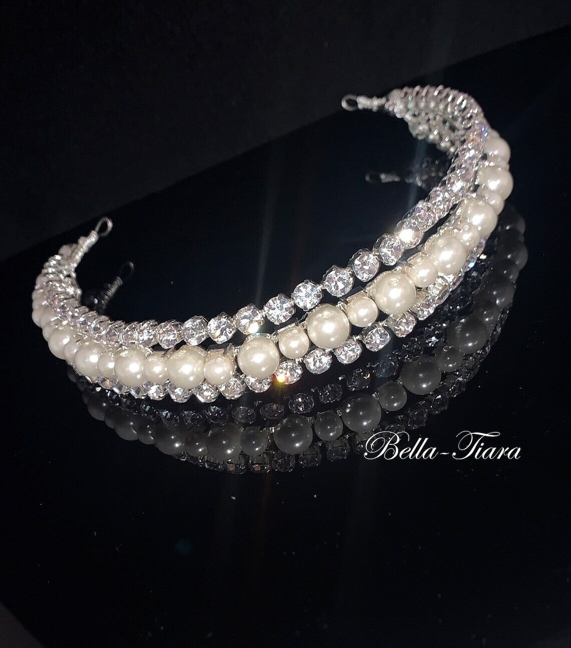 Galilea - Crystal Pearl wedding headband