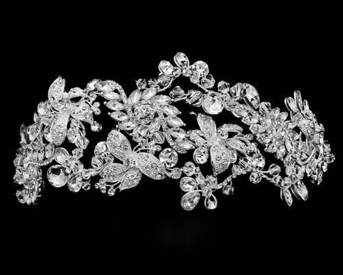 Evita - Romantic glamour Swarovski Crystal wedding headpiece