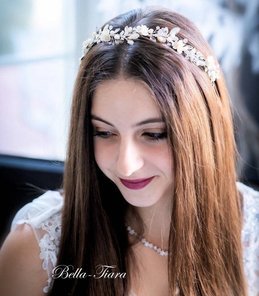 Beautiful Paris DG style ceramic rose headband Pink Paris Wedding Guest Headband | Elegant Silk Sinamay Braid main image 4