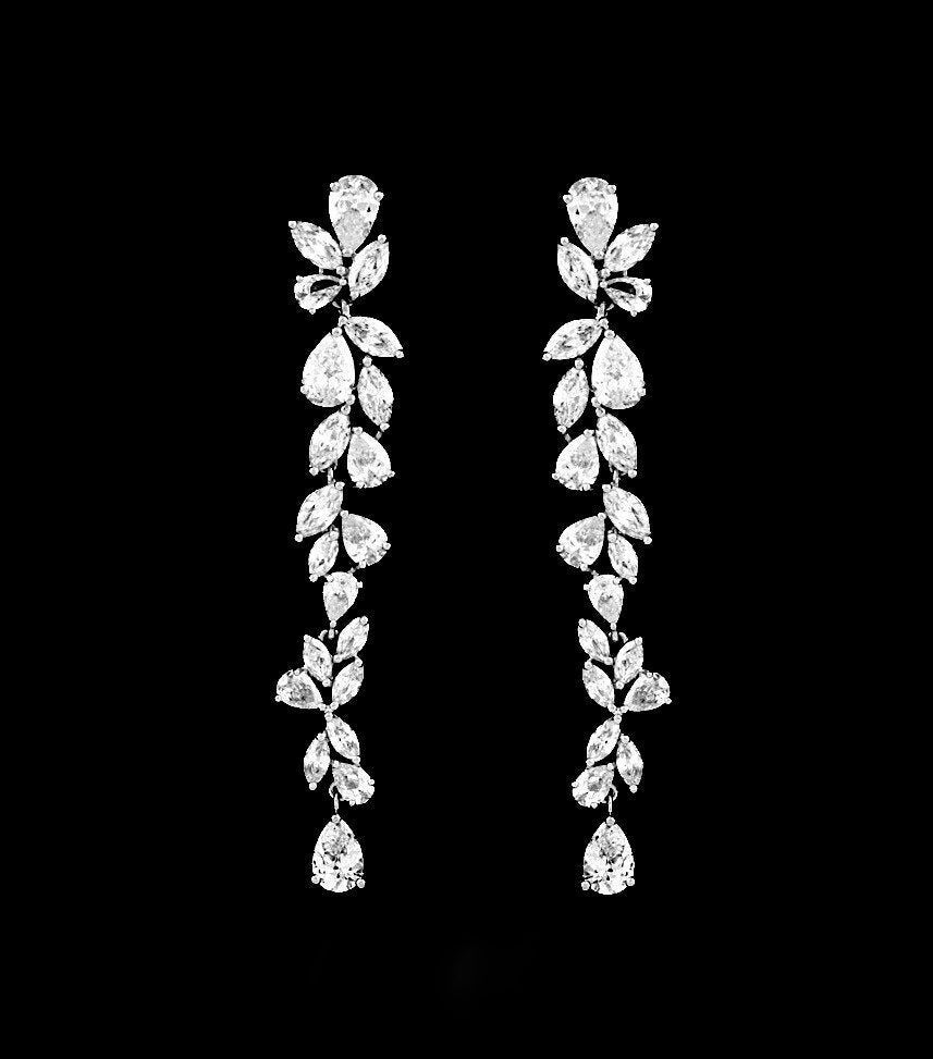 Vita, Swarovski crystal long drop earrings
