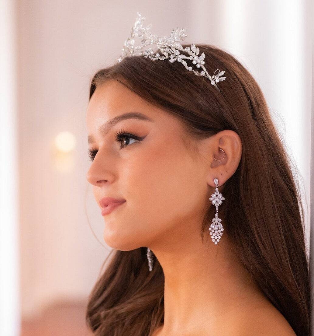 Norma, Exquisite CZ drop bridal earrings