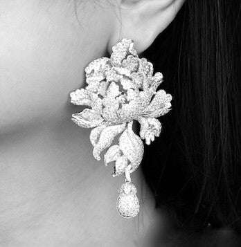 Mayrose - Glamorous crystal rose statement earrings
