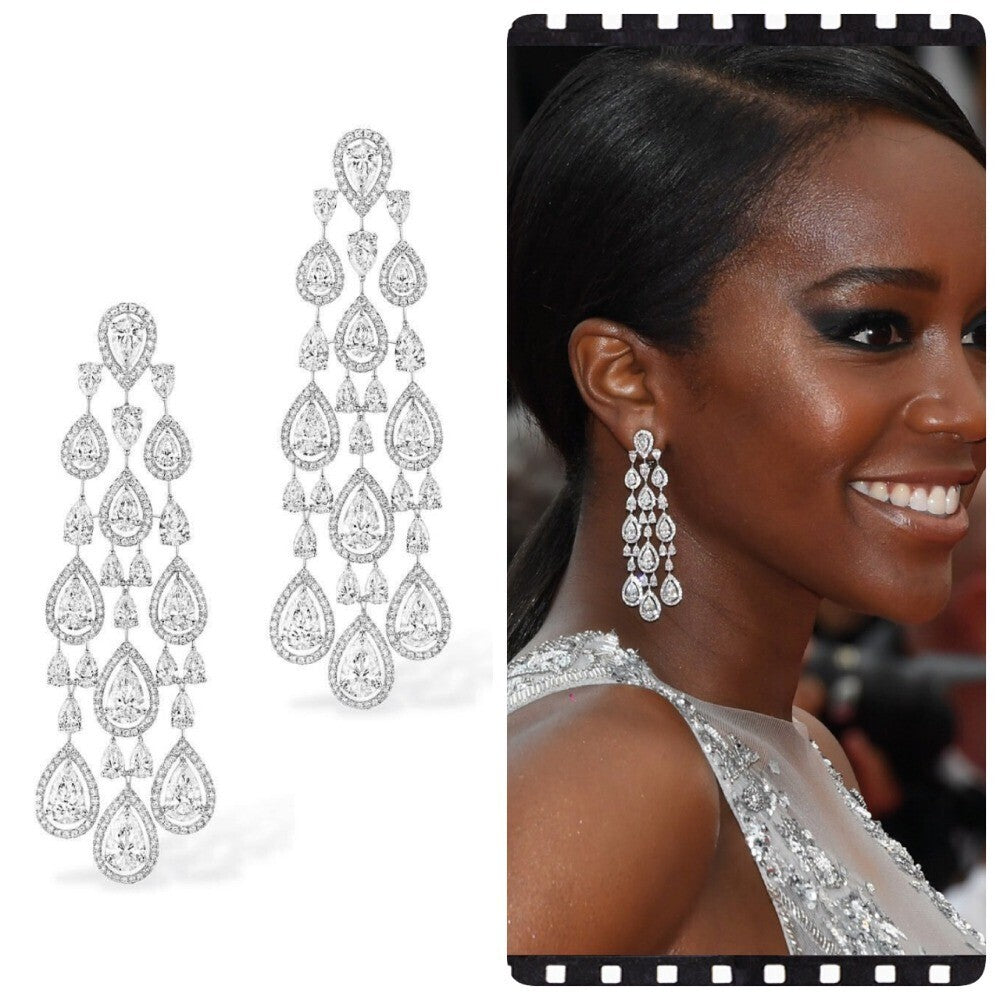 Chelsi - Crystal chandelier bridal earrings