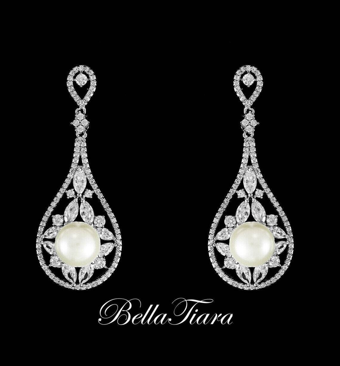 Marca - Crystal drop pearl earrings