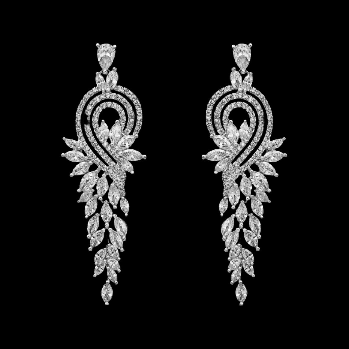 Amanda - Swarovski Crystal long drop bridal earrings