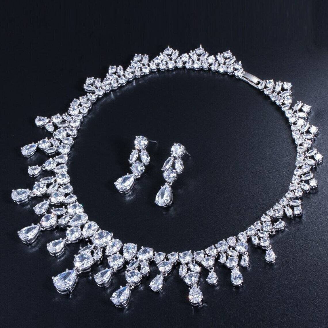 Bridgeton - Swarovski crystal bridal statement necklace set (free bracelet)