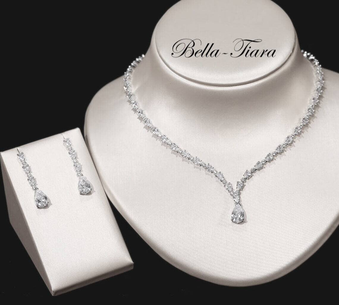 Nadelina-  Exquisite and elegant 3 pcs CZ wedding necklace set