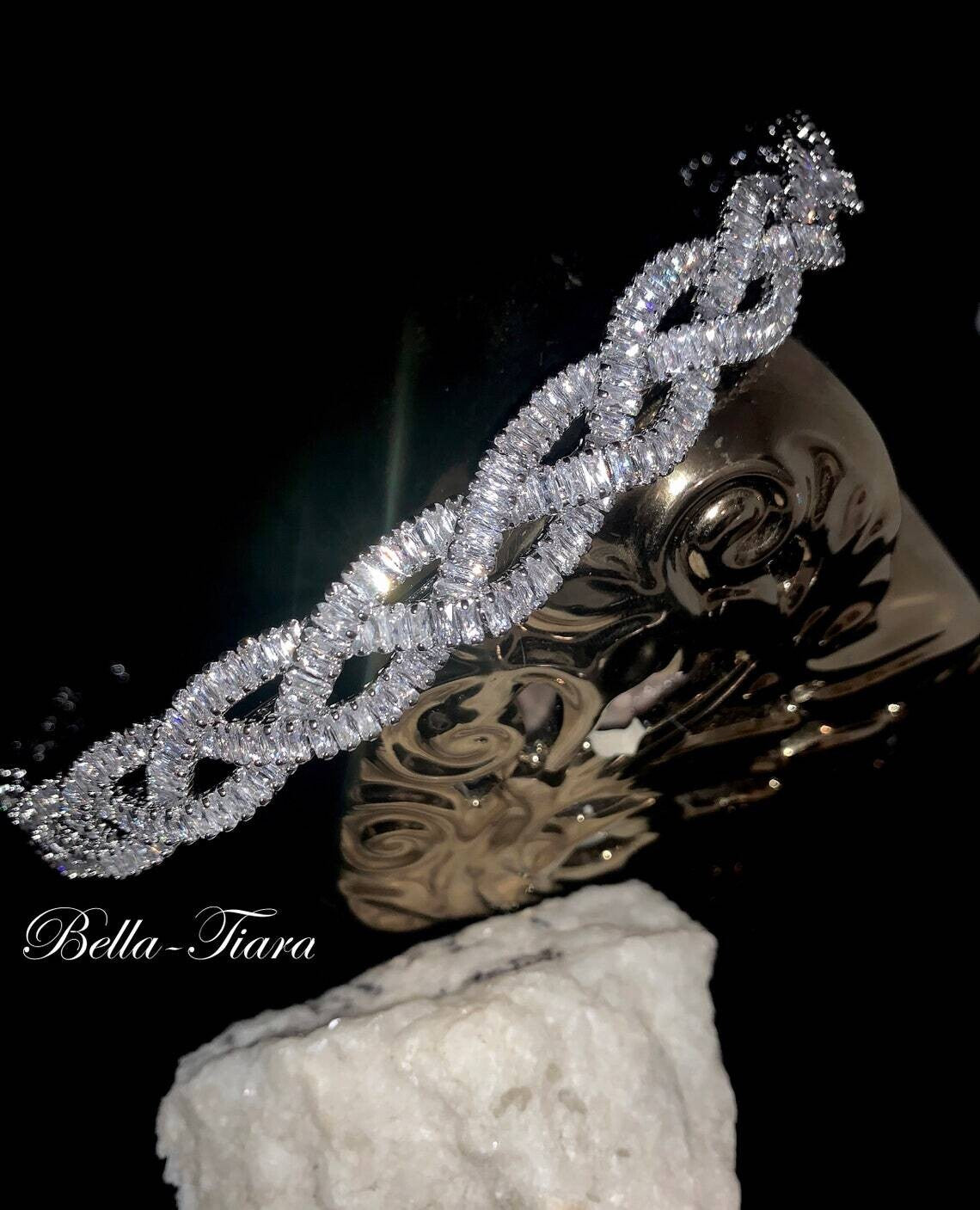 Jenna - wedding bridal silver crystal headband