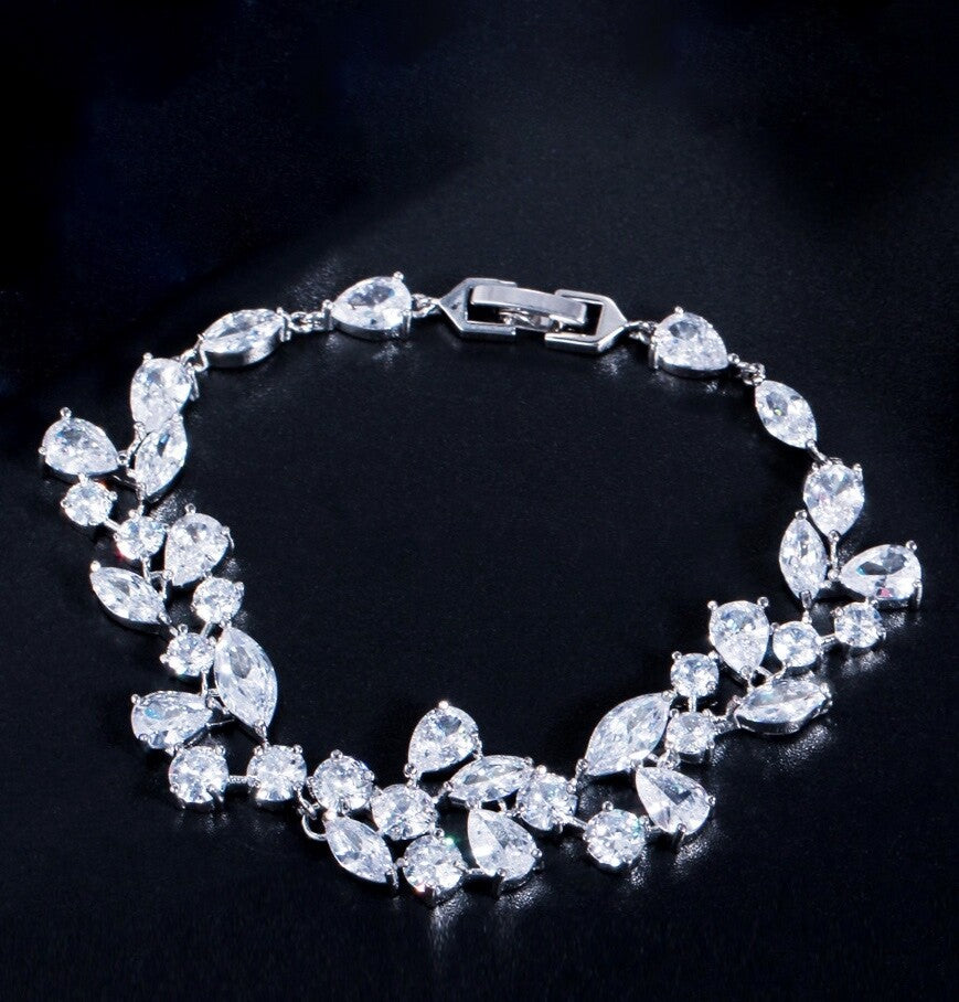 Valentina - Stunning cz simulated diamond bridal jewelry necklace set