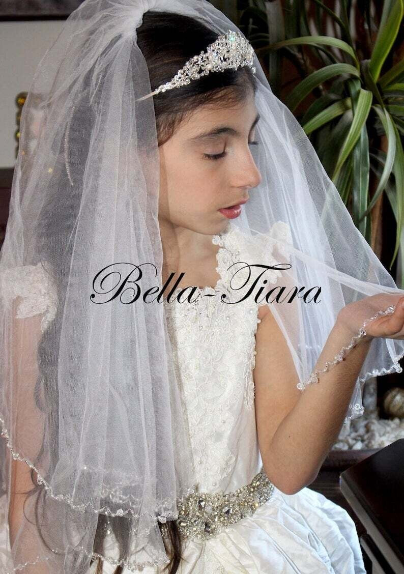 GINA - Floral rhinestone communion tiara