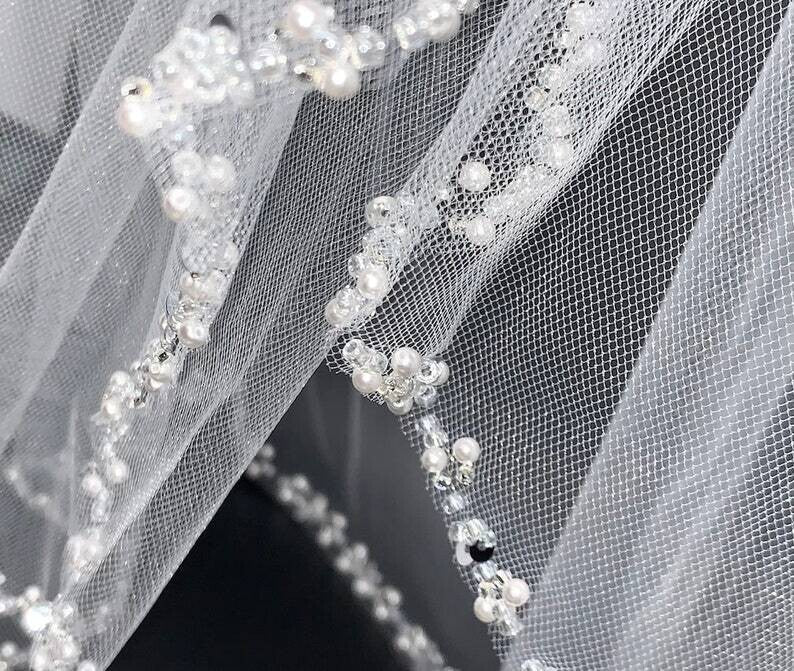 Angelina, Dazzling pearl crystal communion headband