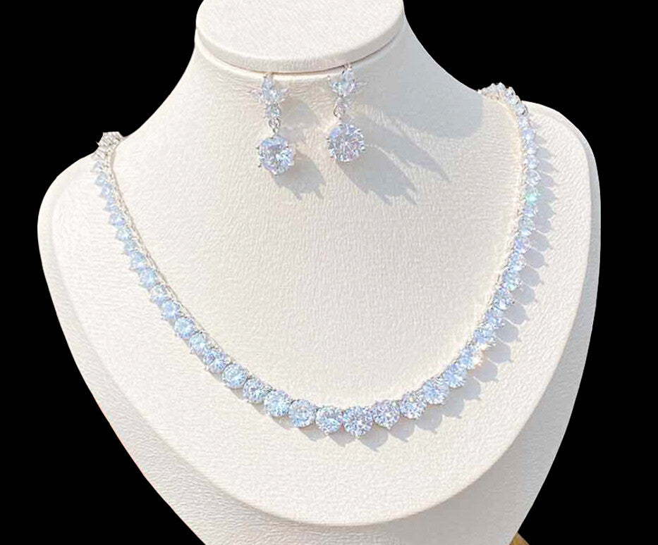 Angel - Elegant simulated diamond cz tennis necklace set