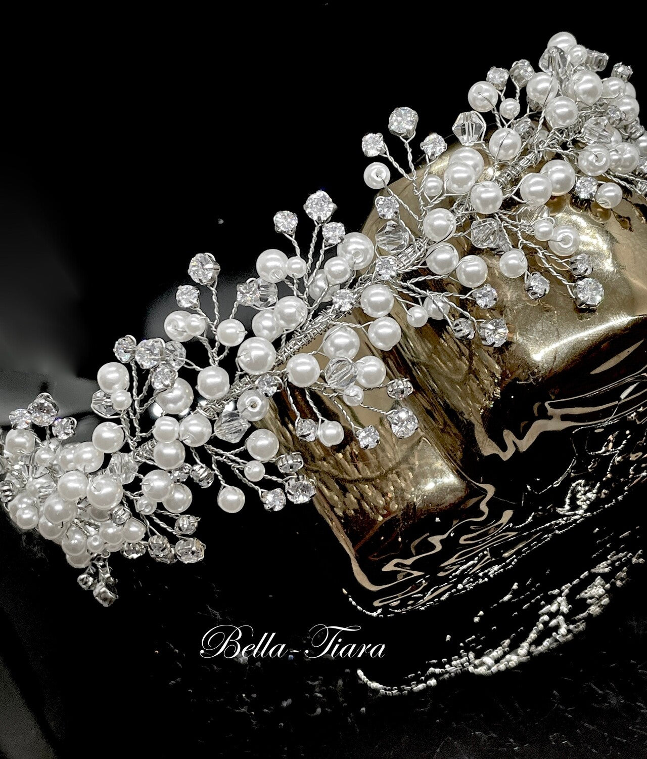 Elva, Crystal pearl wedding headband