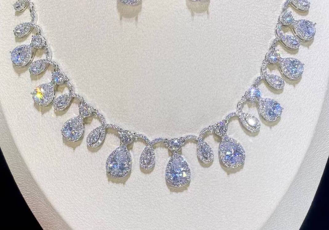 Deanne-  Elegant CZ wedding necklace set