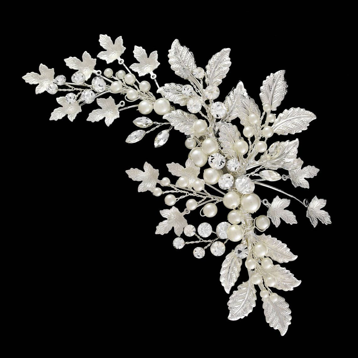 Malinda - Light Gold pearl crystal bridal hair clip