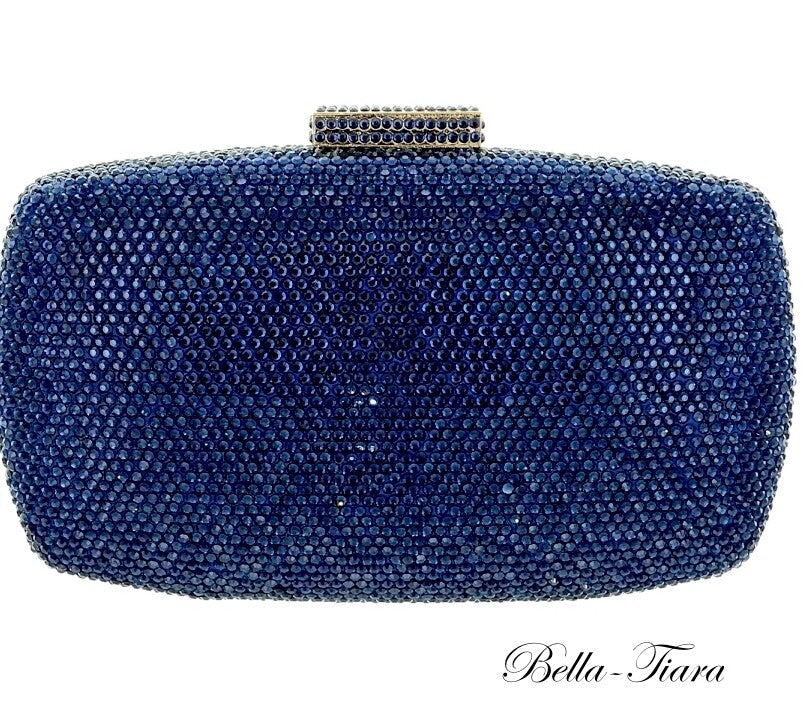 Navy - Swarovski navy blue crystal evening clutch