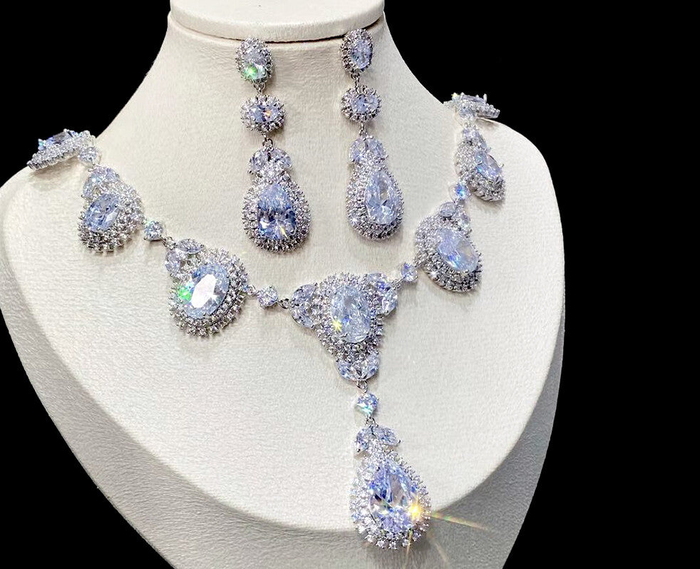 Princess Amanda -  Stunning CZ bridal necklace set