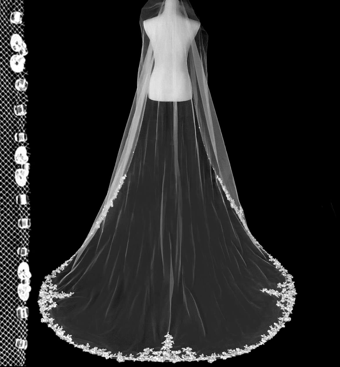 Ambrosia- floral lace cathedral veil with Free blusher