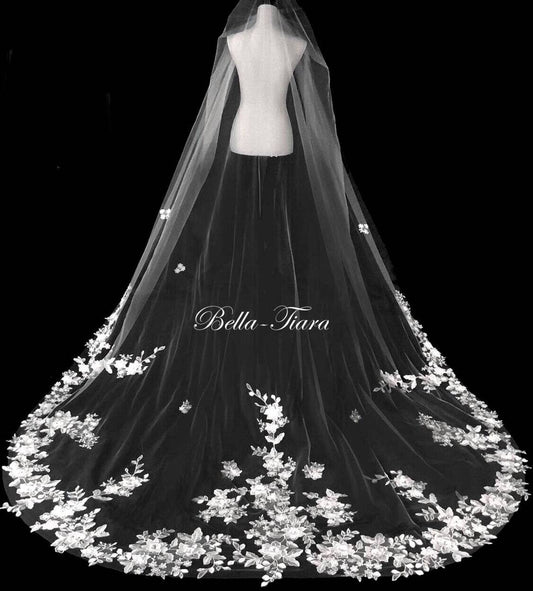 Kenia – Royal 3D floral lace royal wedding veil