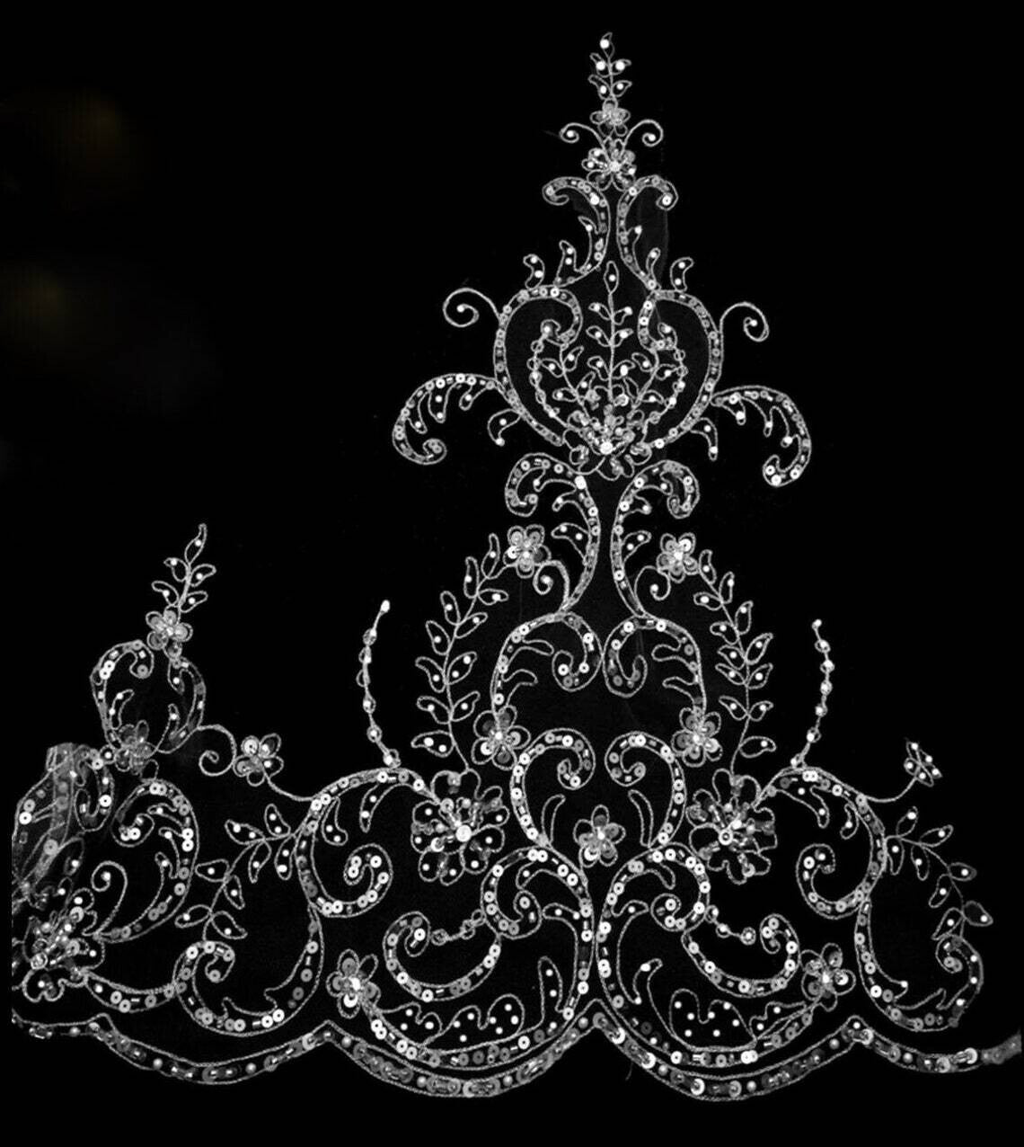 Princess Maria – Crystal beaded cathedral wedding veil - Free Blusher