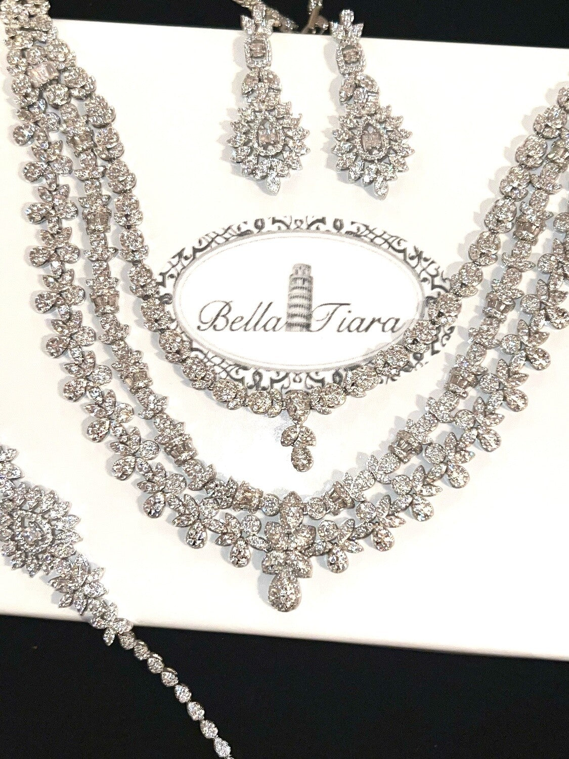 Rheanna-   CZ 3pcs bridal necklace set