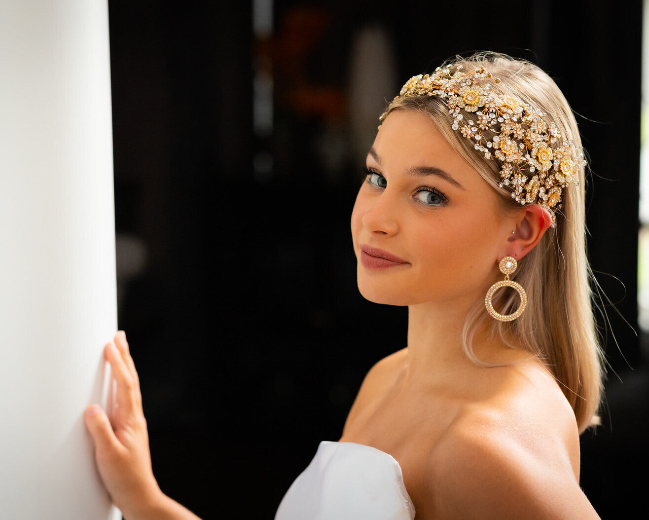 Alluminata - Couture gold crystal wedding headband - ONE LEFT