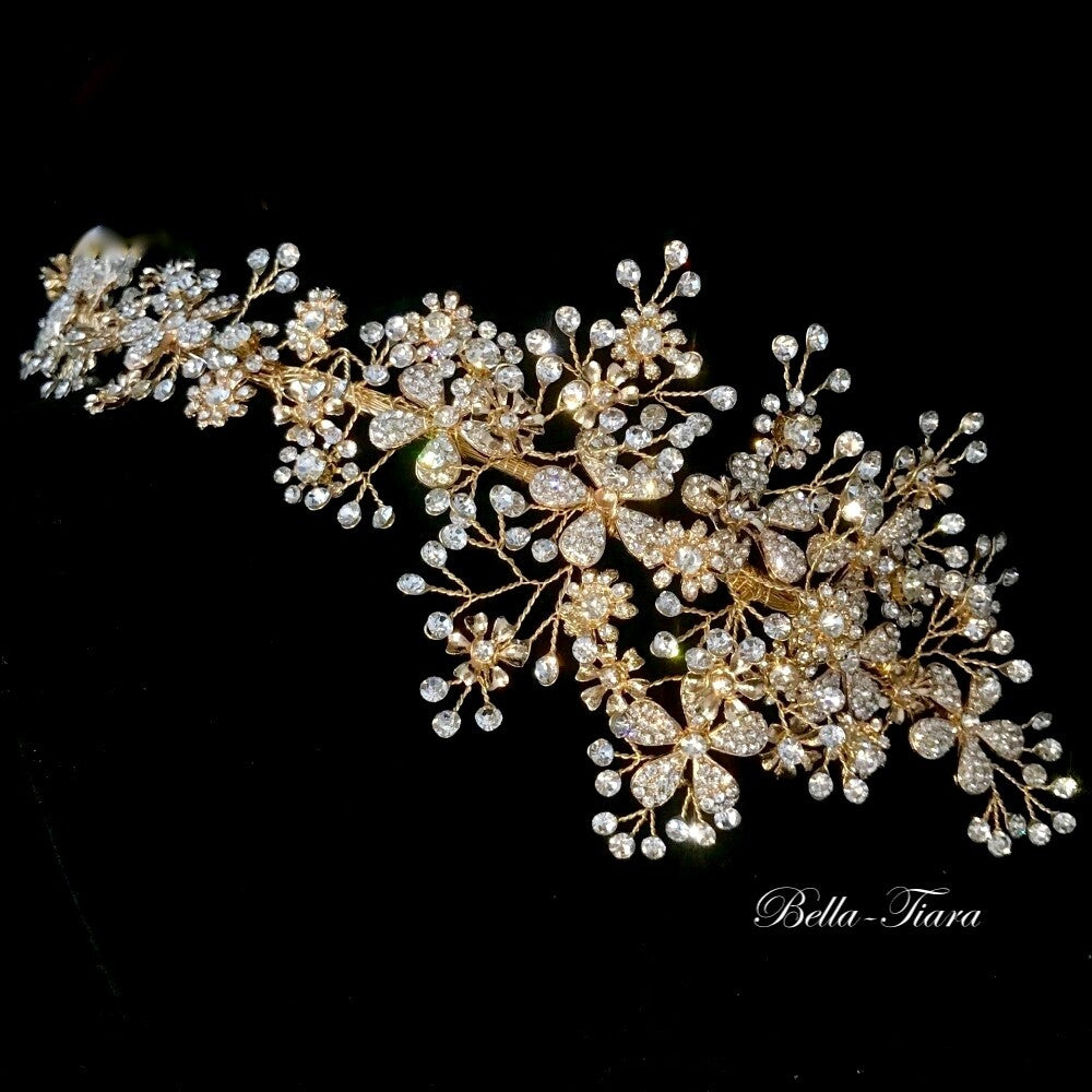 Alluminata - Couture gold crystal wedding headband - ONE LEFT