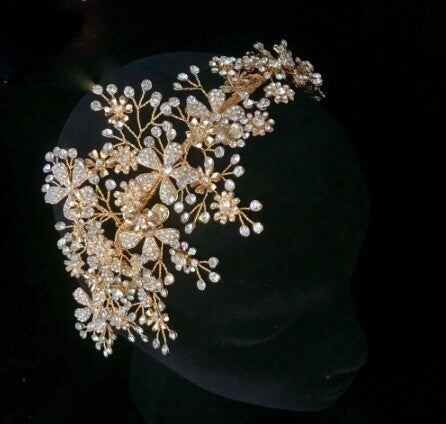 Alluminata - Couture gold crystal wedding headband - ONE LEFT