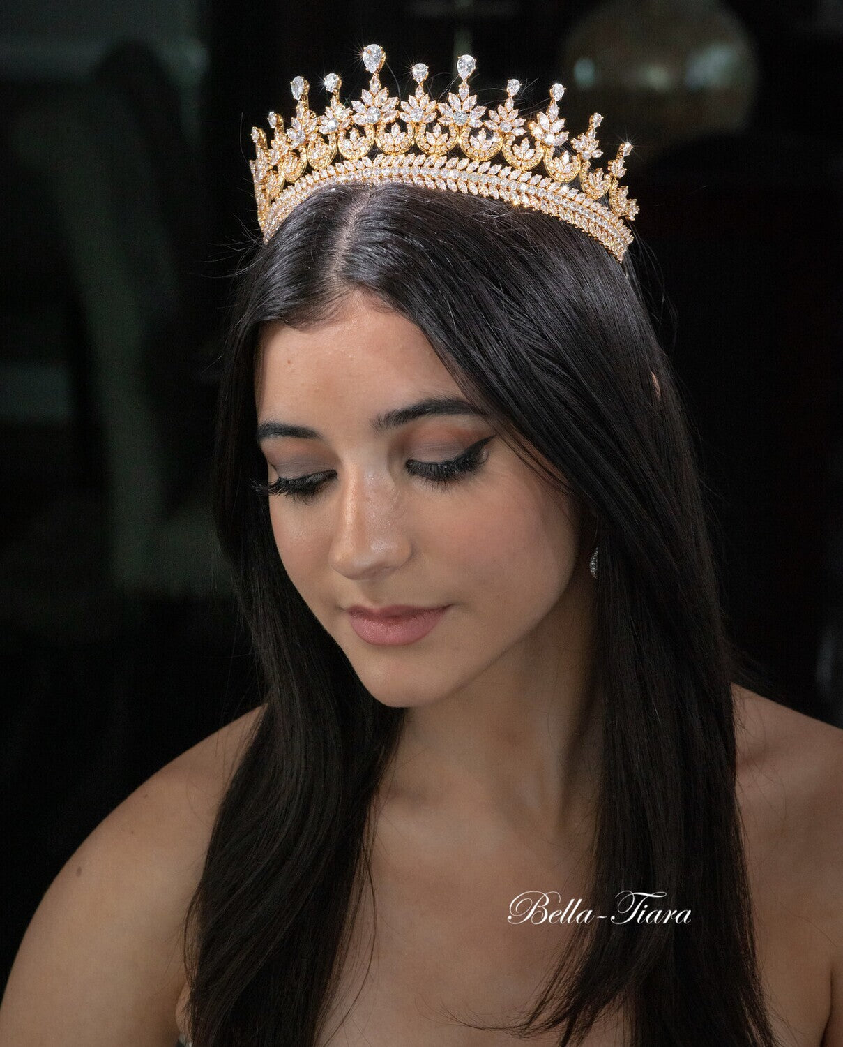 Majestic- Stunning Gold Crystal wedding Tiara