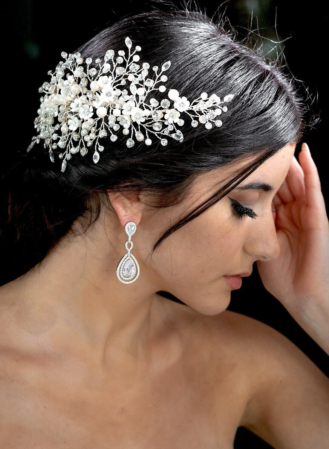 Katie -  Gorgeous CZ drop bridal earrings