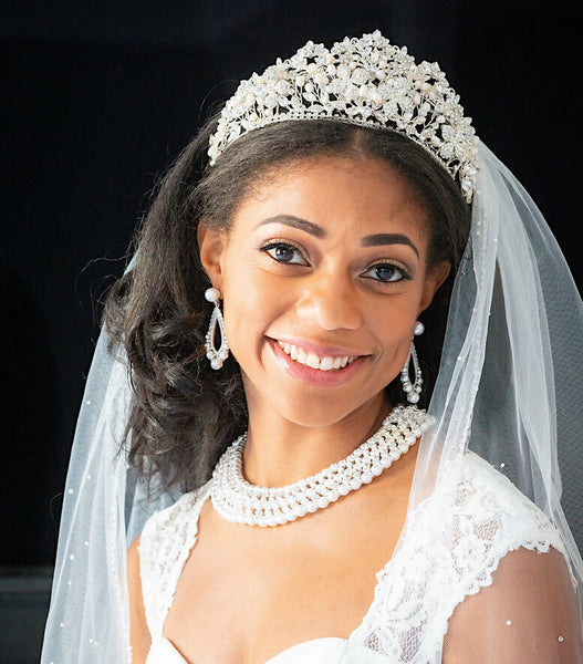 Isabel - Crystal and Pearl Wedding Tiara – Bella-Tiara display picture 3