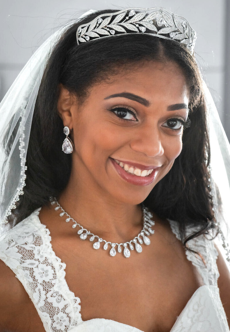 Deanne-  Elegant CZ wedding necklace set