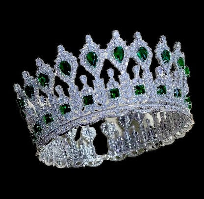 Athena - Emerald Green Swarovski Crystal Crown Tiara