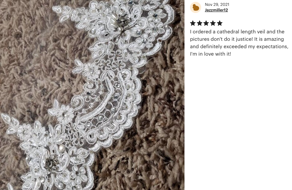 Novella - Stunning pearl Beaded French alencon lace veil