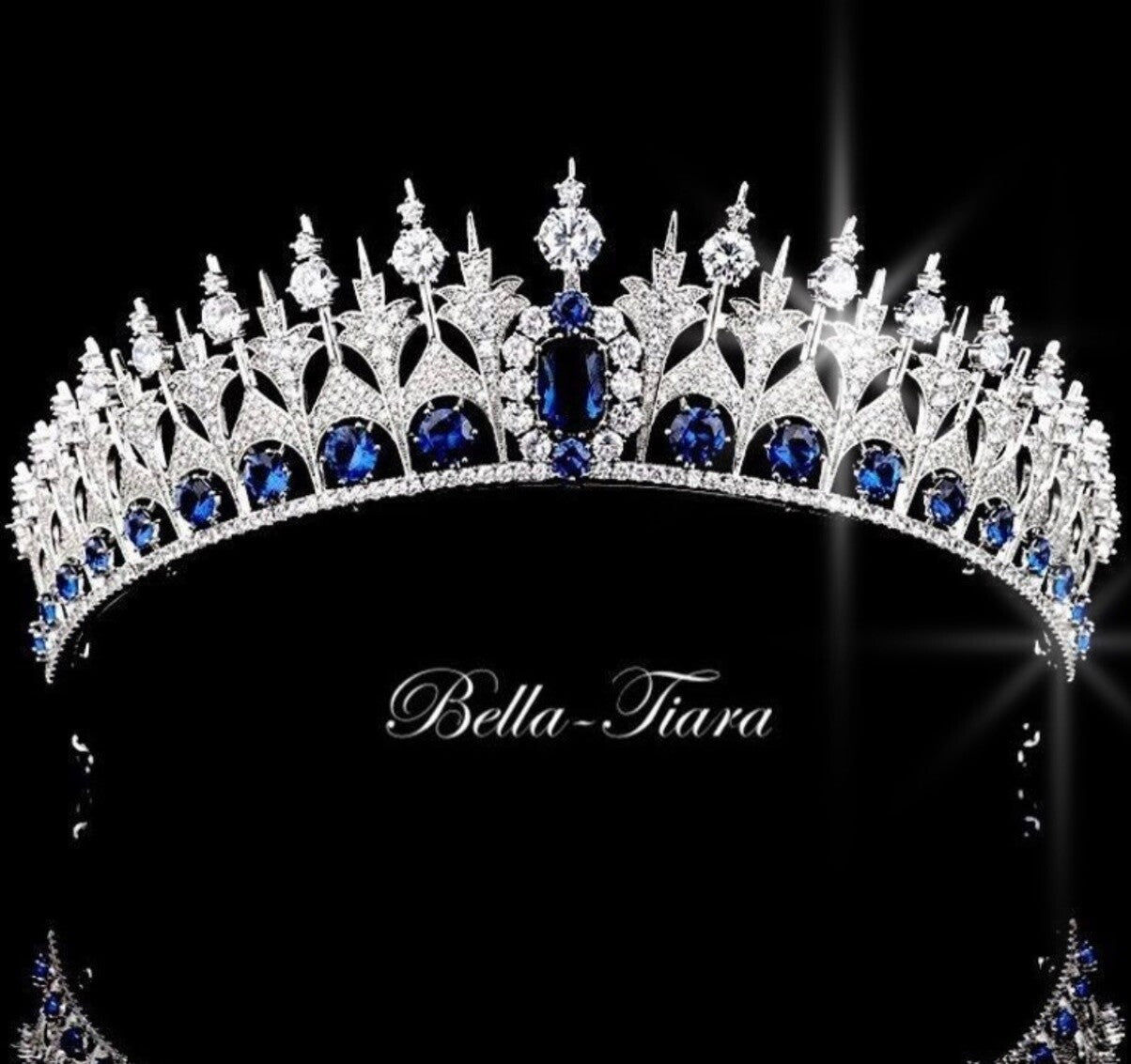 Sapphire - Royal Navy Blue Swarovski Crystal Tiara