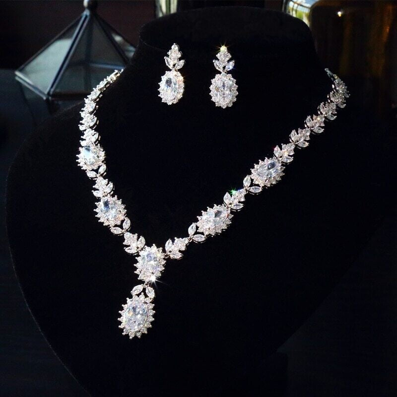 Brianna -  Lovely CZ bridal necklace set