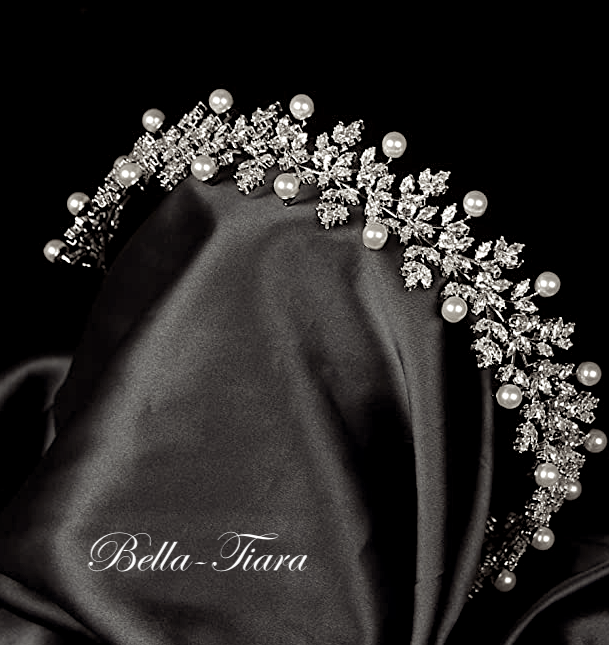 Marianna - Gorgeous Swarovksi wedding headband with off white pearls