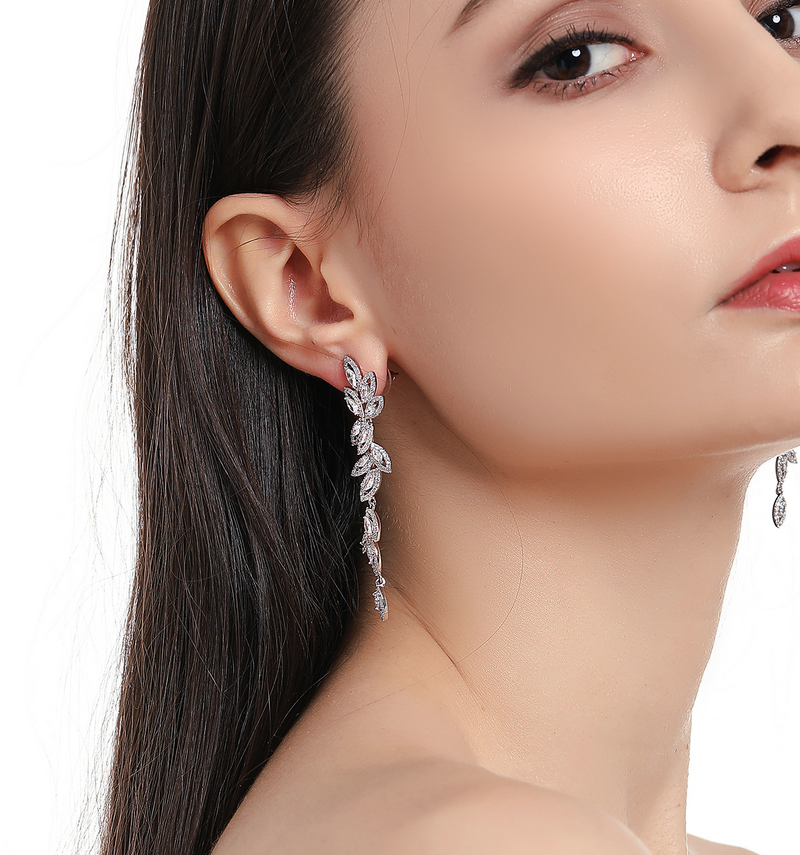 Roberta Swarovski crystal long drop earrings – Bella-Tiara