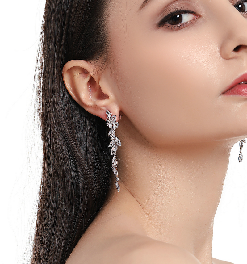 Roberta - Swarovski crystal long droo earrings