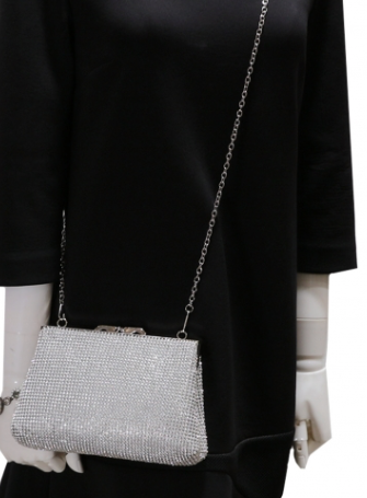 Agata -  Elegant Silver Rhinestone crystal clutch purse